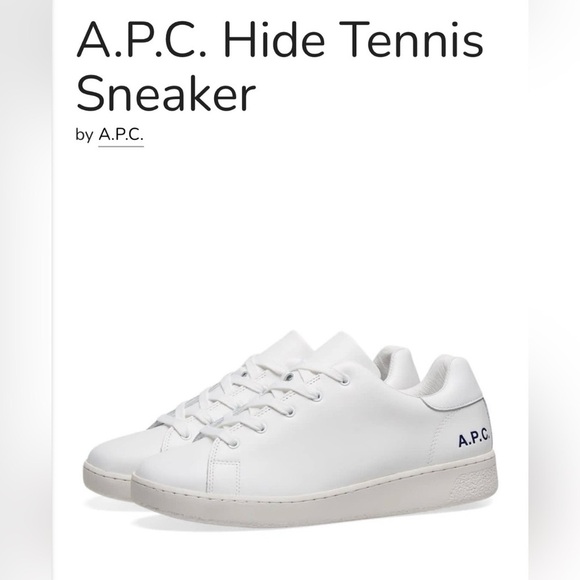 A.P.C. White Hide Sneakers $325 Size 8 - Picture 1 of 8